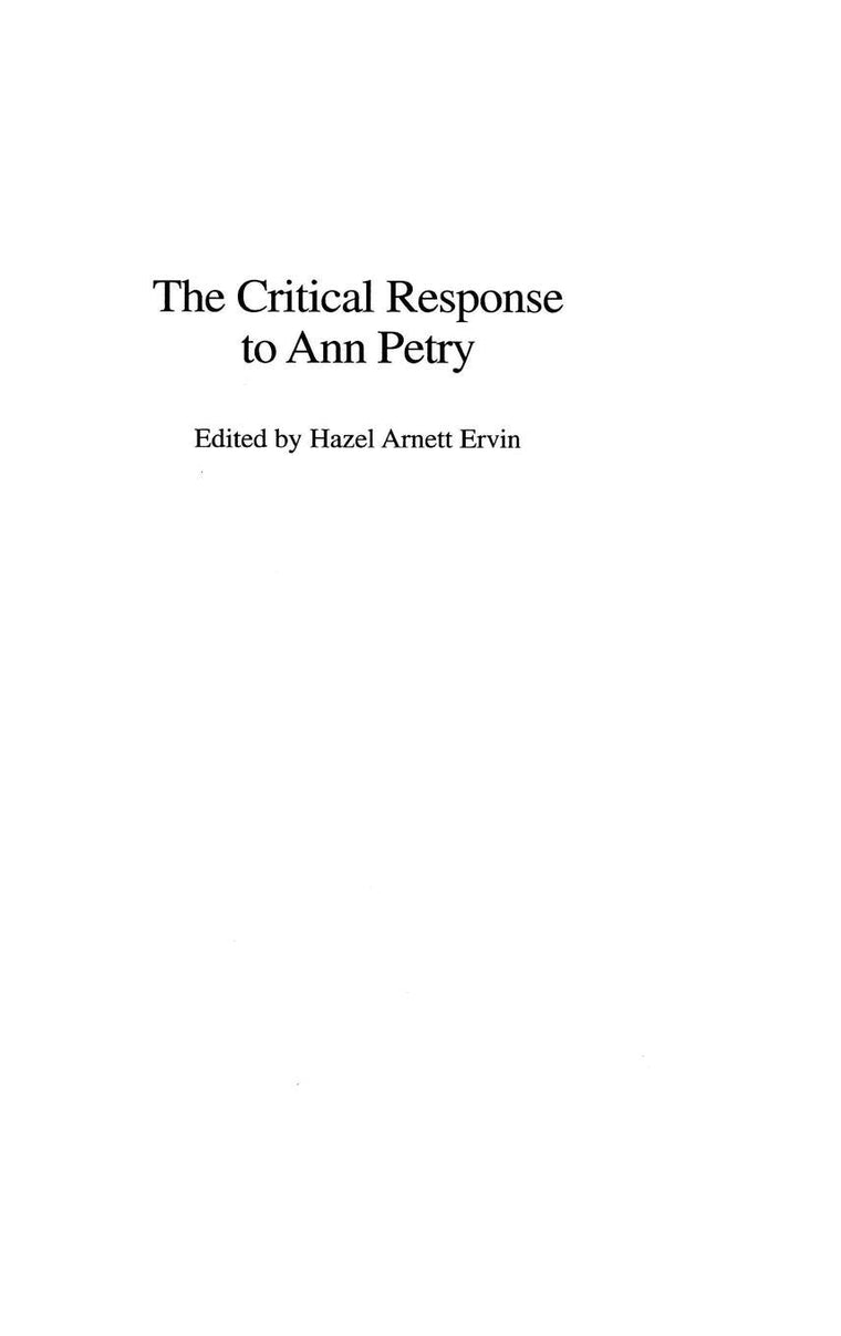 The Critical Response to Ann Petry (Critical Responses in Arts and Letters)