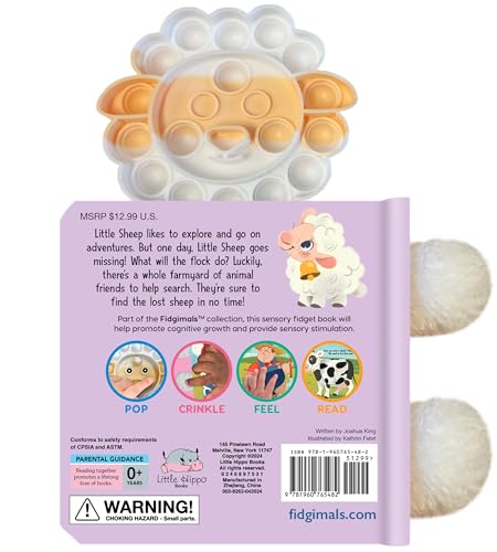 Fidgimals Little Sheep Animal Baby Book  Sensory Board Book with Pop It Fidget Toys, Perfect Sensory Toys for Toddlers I Baby Books I Your Sensory Fidget Friend