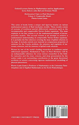 Mathematical Topics in Fluid Mechanics (Oxford Lecture Series in Mathematics and Its Applications)