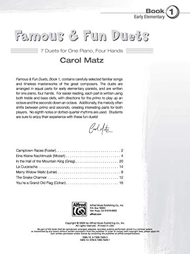 Famous & Fun Duets, Bk 1: 7 Duets for One Piano, Four Hands