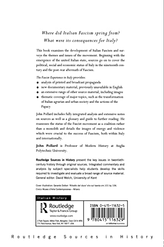 The Fascist Experience in Italy (Routledge Sources in History)