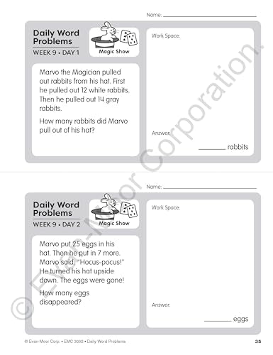 Evan-Moor Daily Word Problems, Grade 2, Homeschooling & Classroom Resource Workbook, Problem-Solving Real Life Math Skills, Reproducible Worksheet ... Shapes, Patterns (Daily Word Problems Math)