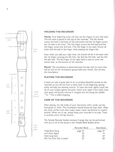 Yamaha Recorder Student (Yamaha Individual Instruction)