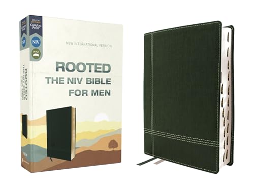 Rooted: The NIV Bible for Men, Leathersoft, Green, Thumb Indexed, Comfort Print