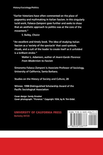 Fascist Spectacle: The Aesthetics of Power in Mussolini's Italy (Studies on the History of Society and Culture) (Volume 28)