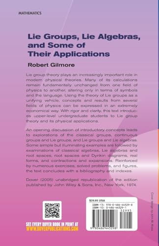 Lie Groups, Lie Algebras, and Some of Their Applications (Dover Books on Mathematics)