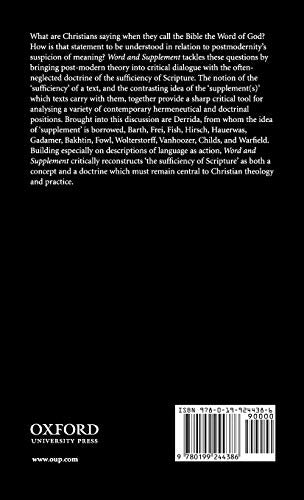 Word and Supplement: Speech Acts, Biblical Texts, and the Sufficiency of Scripture