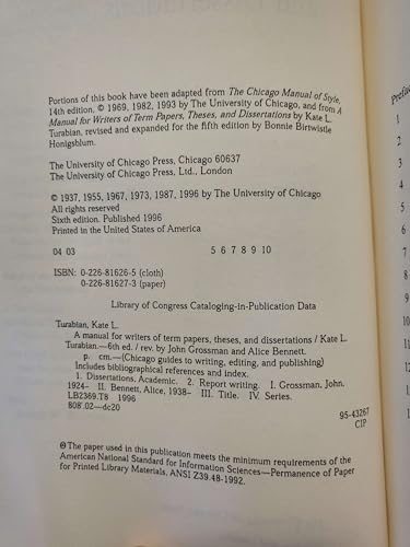 A Manual for Writers of Term Papers, Theses, and Dissertations, 6th Edition (Chicago Guides to Writing, Editing, and Publishing)
