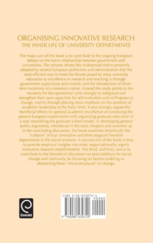 Organising Innovative Research: The Inner Life of University Departments (Issues in Higher Education, 11)