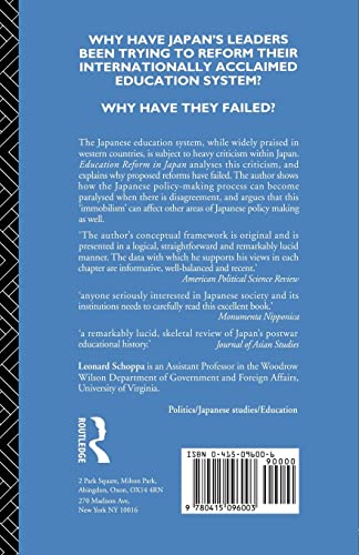 Education Reform in Japan: A Case of Immobilist Politics (Nissan Institute/Routledge Japanese Studies)