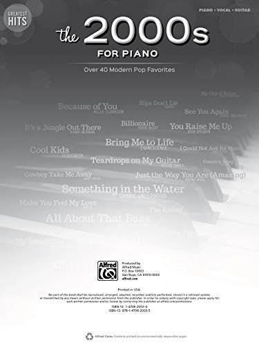 Greatest Hits -- The 2000s for Piano: Over 40 Modern Pop Favorites