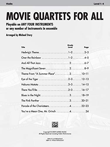 Movie Quartets for All: Violin (For All Series)
