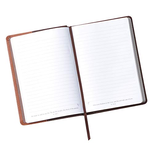 Christian Art Gifts Classic Journal Wings Like Eagles Isaiah 40:31 Bible Verse, Inspirational Scripture Notebook, Ribbon Marker, Two Tone Brown Faux Leather Flexcover, 336 Ruled Pages