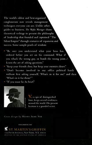 The Mafia Manager : A Guide to the Corporate Machiavelli — back cover