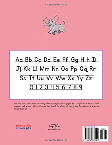Handwriting Practice Paper K-2: The Little Elephant Kindergarten writing paper with dotted lined sheets for ABC and numbers learning for girls | 125 pages | 8.5x11 (Little Pets Lined Paper for Kids)