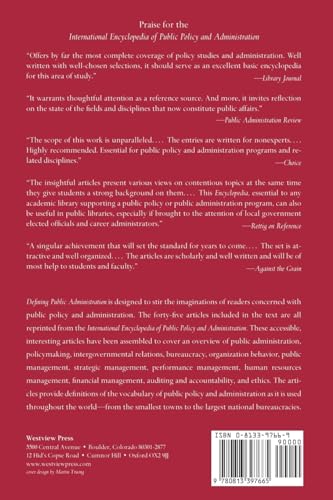 Defining Public Administration: Selections from the International Encyclopedia of Public Policy and Administration