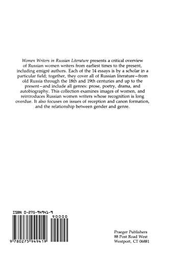 Women Writers in Russian Literature (Contributions to the Study of World Literature)
