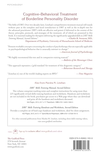 Cognitive-Behavioral Treatment of Borderline Personality Disorder — back cover