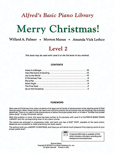 Alfred's Basic Piano Course: Merry Christmas! (Alfred's Basic Piano Library) Level 2