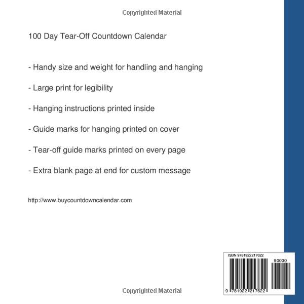 100 Day Tear-Off Countdown Calendar