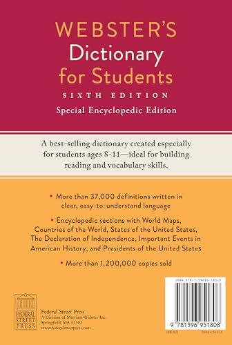 Webster's Dictionary for Students, Special Encyclopedic, Sixth Edition, Newest Edition