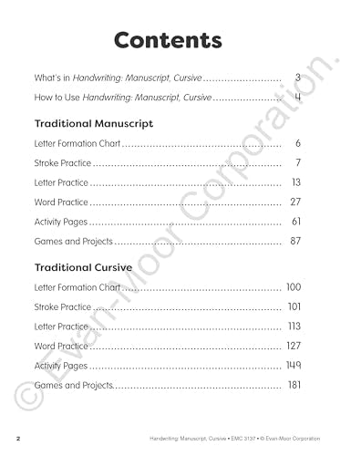 Evan-Moor Handwriting: Manuscript, Cursive, Grades K-8, Workbook, Line-tracing, Pen Control, Learn To Write, Fine Motor Skills, Beginning Cursive, Writing Letters, Sentences, Printing Practice