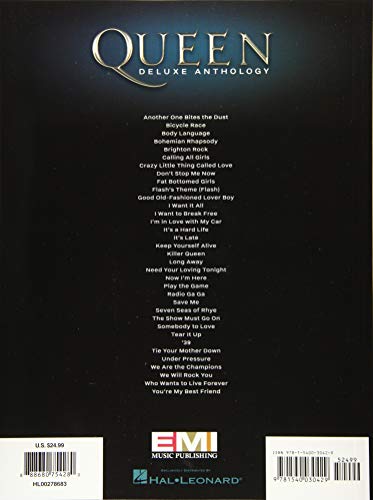 Queen - Deluxe Anthology  Updated Edition  Piano, Vocal and Guitar Sheet Music  35 Classic Rock Songs by Freddie Mercury and Queen