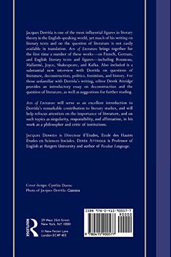 Acts of Literature — back cover