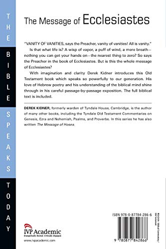 The Message of Ecclesiastes (Bible Speaks Today Series) — back cover