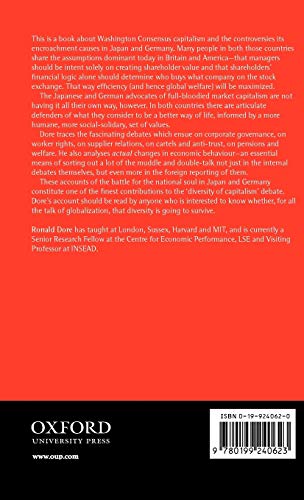Stock Market Capitalism: Welfare Capitalism: Japan and Germany versus the Anglo-Saxons (Japan Business and Economics Series)