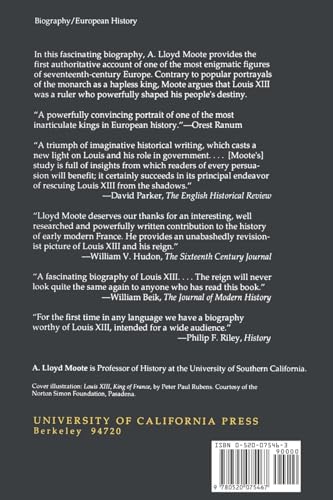 Louis XIII, the Just — back cover