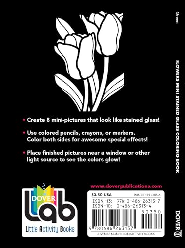 Flowers Mini Stained Glass Coloring Book (Dover Little Activity Books: Flowers)