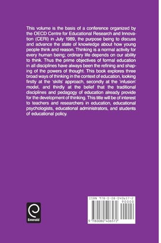 Learning to Think: Thinking to Learn - The Proceedings of the 1989 OECD Conference Organized by the Centre for Educational Research and Innovation (Economics)