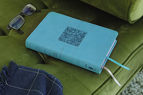 NASB, Thinline Bible, Leathersoft, Teal, Red Letter, 2020 Text, Thumb Indexed, Comfort Print