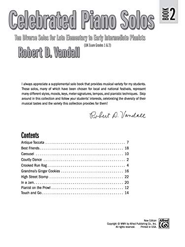 Celebrated Piano Solos, Bk 2: Ten Diverse Solos for Late Elementary to Early Intermediate Pianists (Celebrated, Bk 2)
