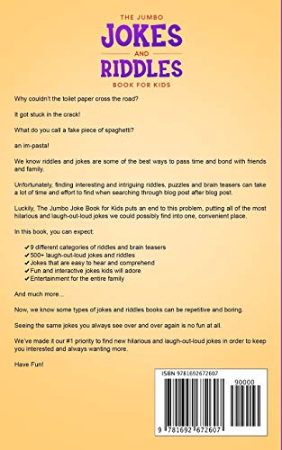 The Jumbo Jokes and Riddles Book for Kids: Over 500 Hilarious Jokes, Riddles and Brain Teasers Fun for The Whole Family