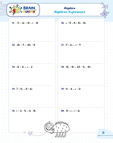 Math Practice Workbook: ALGEBRA 1: 2000 Questions You Need to Kill in High School by Brain Hunter Prep (Algebra 1 Workbooks Series)