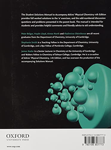 Student Solutions Manual to accompany Atkins' Physical Chemistry 11th edition
