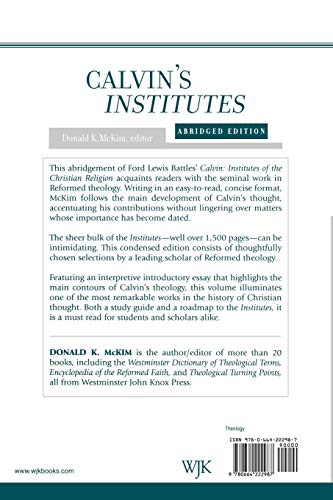 Calvin's Institutes — back cover