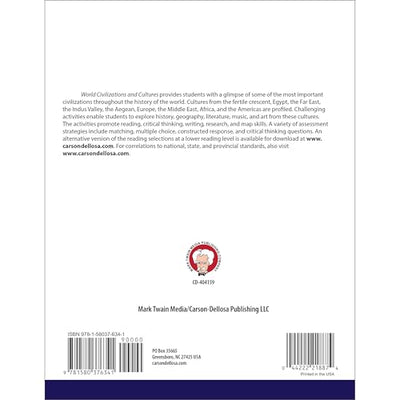 Mark Twain World Civilizations and Cultures World History Workbook, Grades 5-8, Ancient History and Ancient Civilizations, 5th Grade Workbooks and Up, Classroom or Homeschool Curriculum