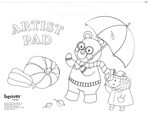 Large Artist Pad with Handle Set, Sticker Book with Coloring and Puzzle Activities for Kids 3 and Up, Includes 3 Double-Sided Crayons, Kids Art Supplies for Travel and Home