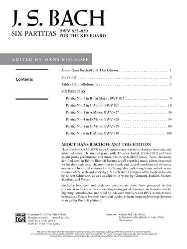 Six Partitas, BWV 825--830 (Alfred Masterwork Edition)