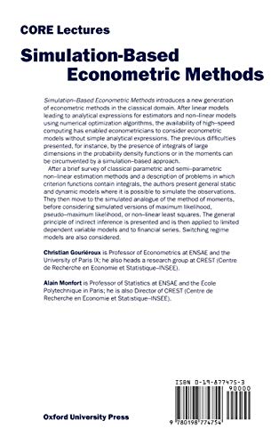 Simulation-Based Econometric Methods (OUP/CORE Lecture Series)