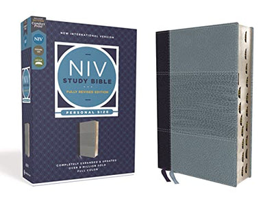 NIV Study Bible, Fully Revised Edition (Study Deeply. Believe Wholeheartedly.), Personal Size, Leathersoft, Navy/Blue, Red Letter, Thumb Indexed, Comfort Print