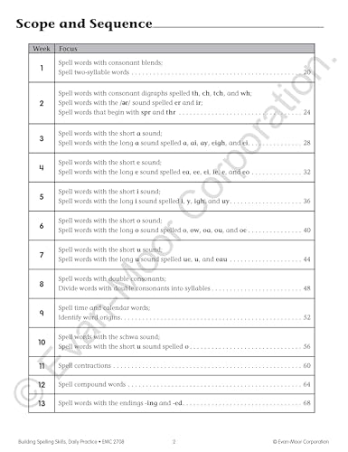 Evan-Moor Building Spelling Skills, Grade 4 - Homeschooling & Classroom Resource Workbook, Reproducible Worksheets, Teaching Edition, Spelling Strategies, Reading and Writing Skills