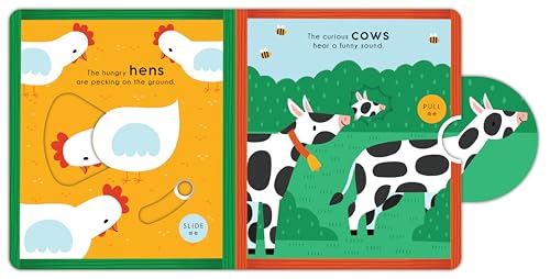 Friendly Animal Farm (Happy Fox Books) Interactive Board Book for Kids Ages 3-6 - Meet Farm Animals like Horses, Sheep, Chickens, Llamas, and More, with Sliders to Make Them Move