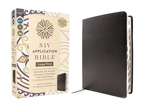 NIV Application Bible, Large Print, European Bonded Leather, Black, Red Letter, Indexed, Comfort Print: Bringing the Ancient Message of the Bible into Your World
