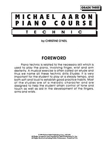 Michael Aaron Piano Course Technic: Grade 3