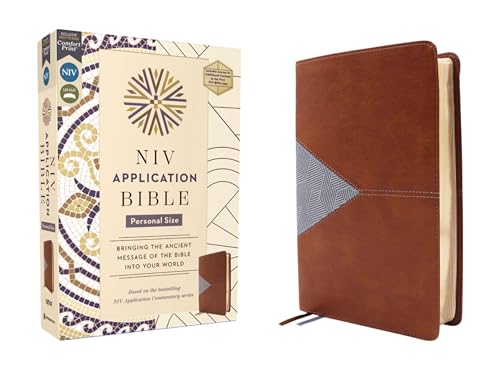 NIV Application Bible, Personal Size, Leathersoft, Brown/Blue, Red Letter, Comfort Print: Bringing the Ancient Message of the Bible into Your World (NIV Application Commentary Resources)