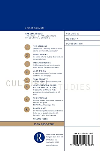 Cultural Studies - Vol. 12.4 (Cultural Studies, 4)